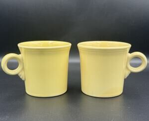 Fiestaware by Homer Laughlin Post 86 Yellow Ring Handle Coffee Mugs- Set Of 2